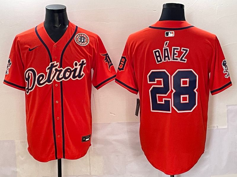 Men 2025 Detroit Tigers #28 Baez Orange Nike MLB Jersey style 06